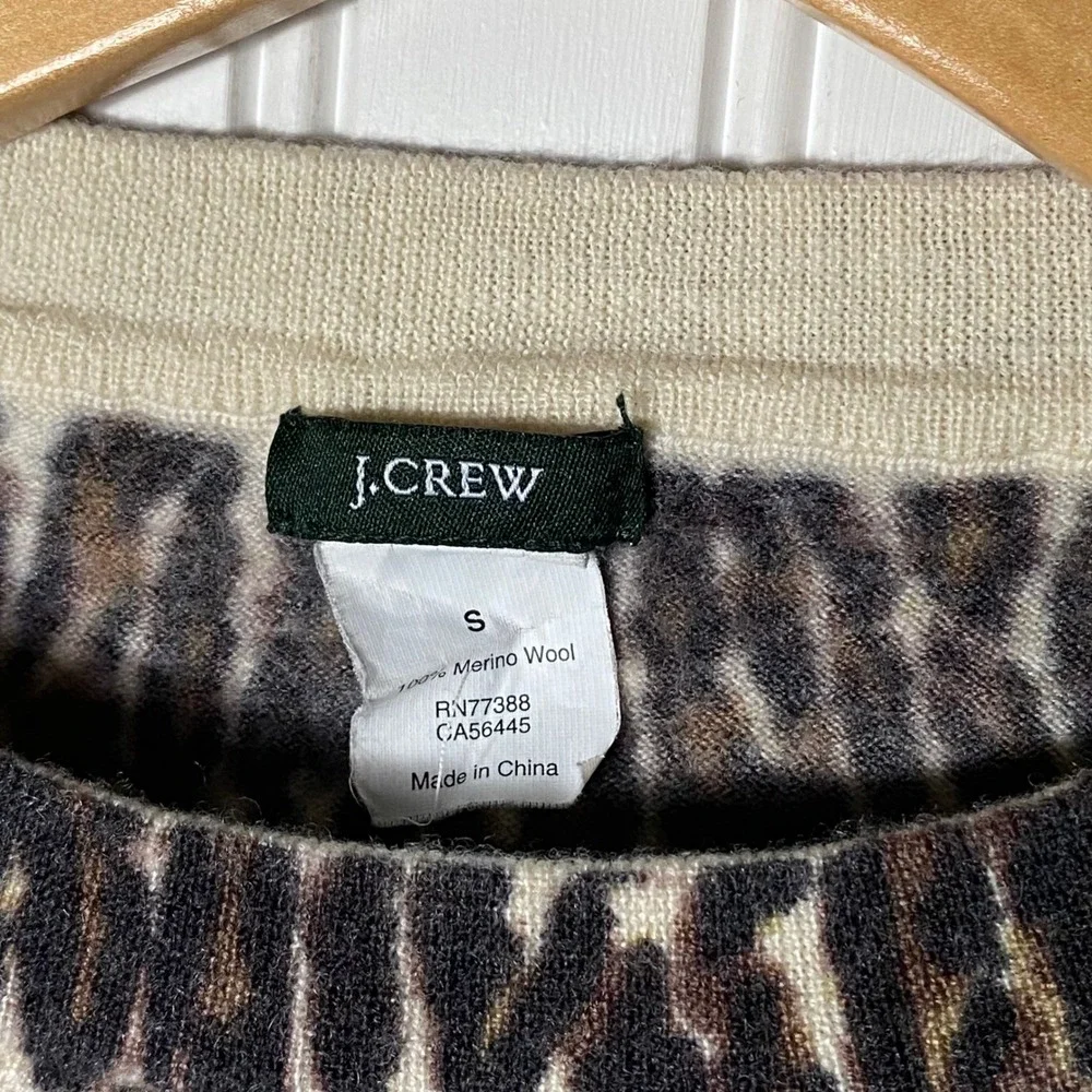 Y2K JCrew Fitted Cheetah Print 100% Merino Wool Leopard Print 2000s Sweater - S